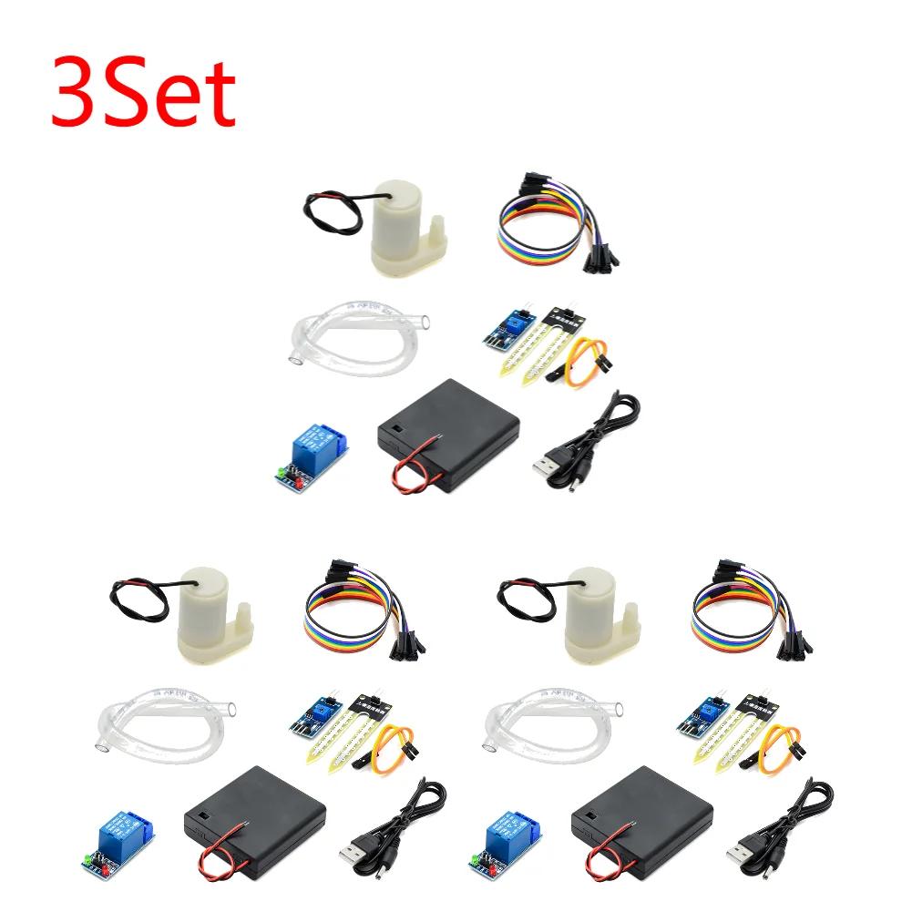 Automatisches Bewässerungsmodul DIY-Kit Bodenfeuchtigkeitserfassungsset Relaismodul Mini-Wasserpumpe 50 cm Schlauch für Arduino
