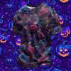 Men's Halloween Print Quick-Dry Neck Short Sleeve T-Shirt