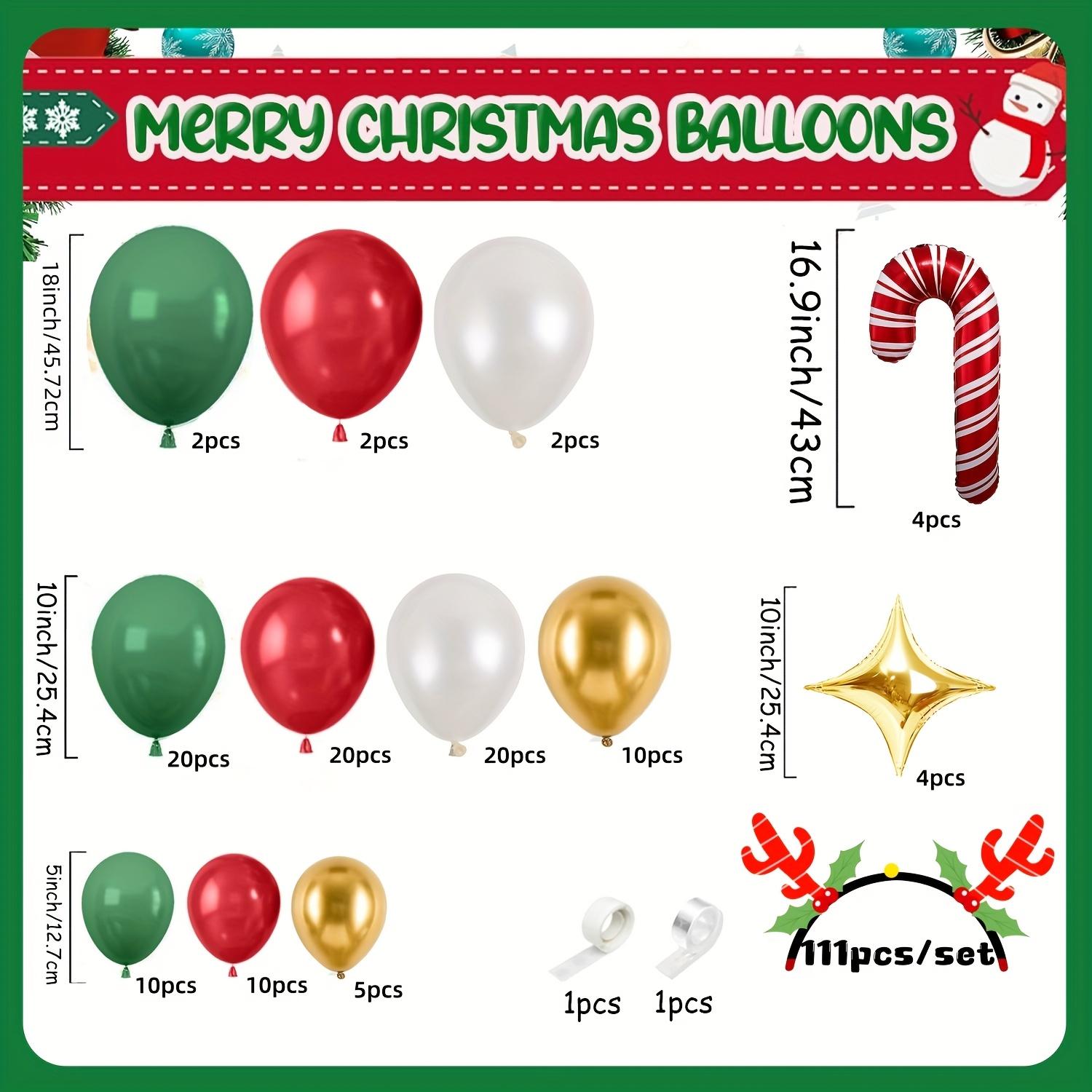 

111pcs Large Red Green Balloon Arch Kit Golden Star Candy Cane Balloon Christmas New Year Birthday Party Decorations other