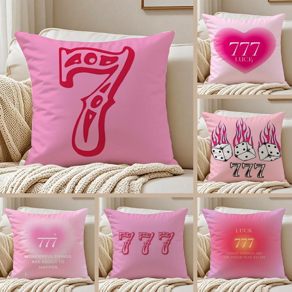 Fashion Pink Number Iucky 7 Cushion Cover Pillowcase Antidustmite living Room Sofa Decor Cushion Room