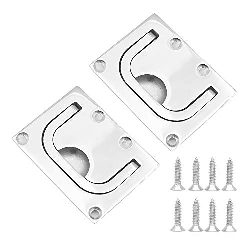 

NUZAMAS Набор люков заподлицо для лодки из 2 штук, нержавеющая сталь 316, 76 57 мм, морская ручка, люк заподлицо для лодки, утопленная подъемная ручка с винтами для каюты