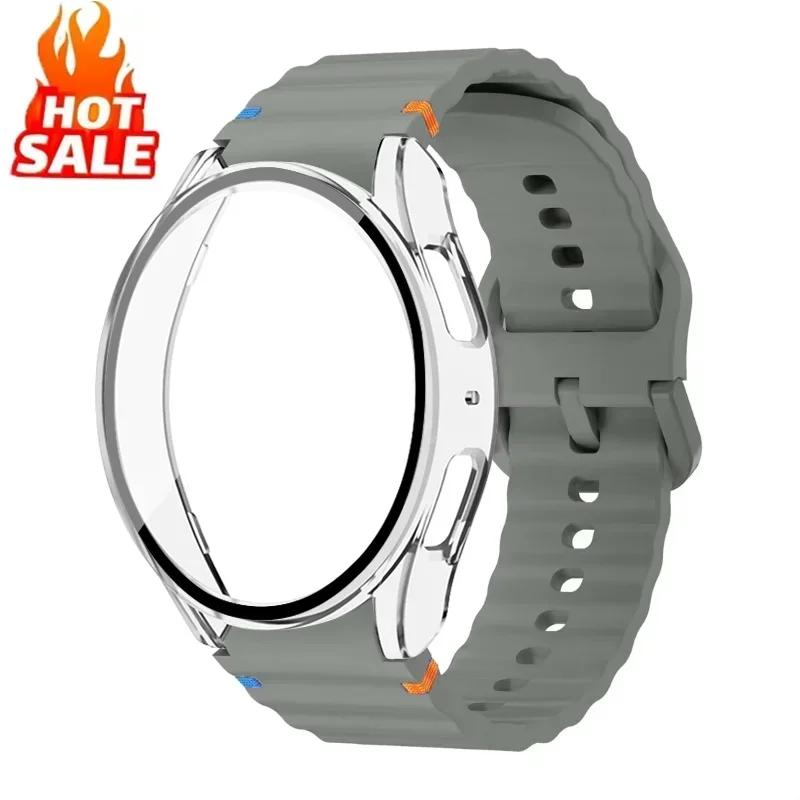 Case+Strap for Samsung Galaxy Watch 7 6 5 4 40mm 44mm Silicone Official Band PC Protector Cover Bumper Accessorie Galaxy Watch 7