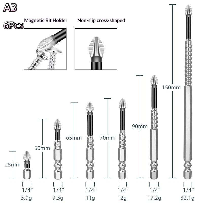 K5 Strong Magnetic Screwdriver High Hardness Bits Set Anti-Slip S2 Standard Non-Slip Cross Head Electric Screwdriver Set