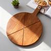 Wooden Pizza Peel With Handle Serving Platter Wooden Pizza Paddle Round Cutting Board For Home Kitchen Baking Oven Accessories