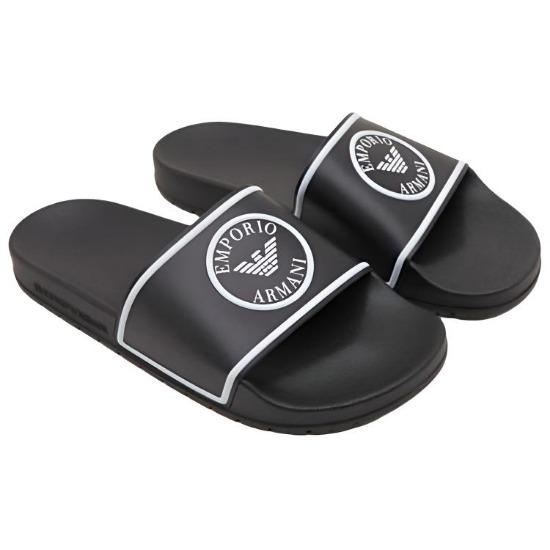 Emporio Armani Round Toe Slip-On Sandals Men Sandals Black XJPM14XN870A120