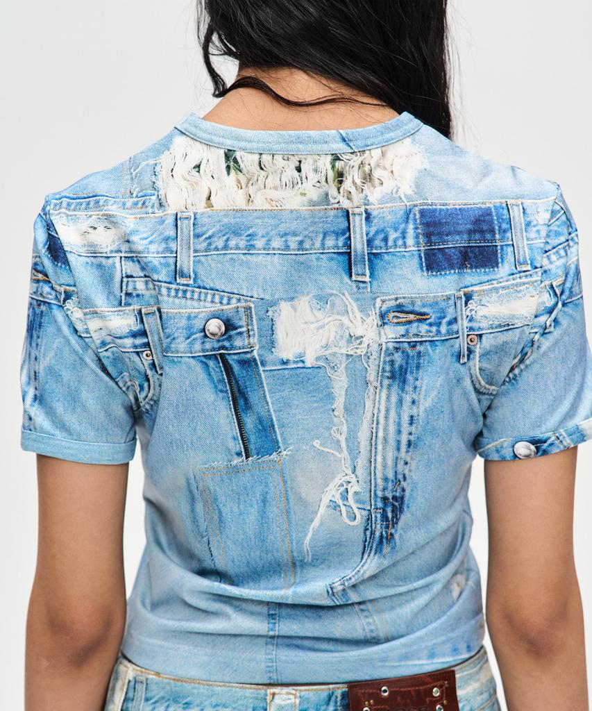 ADSB ANDERSSON BELL (Essential) Daniel Denim Print T-Shirt Atb1133W(Denim Blue)