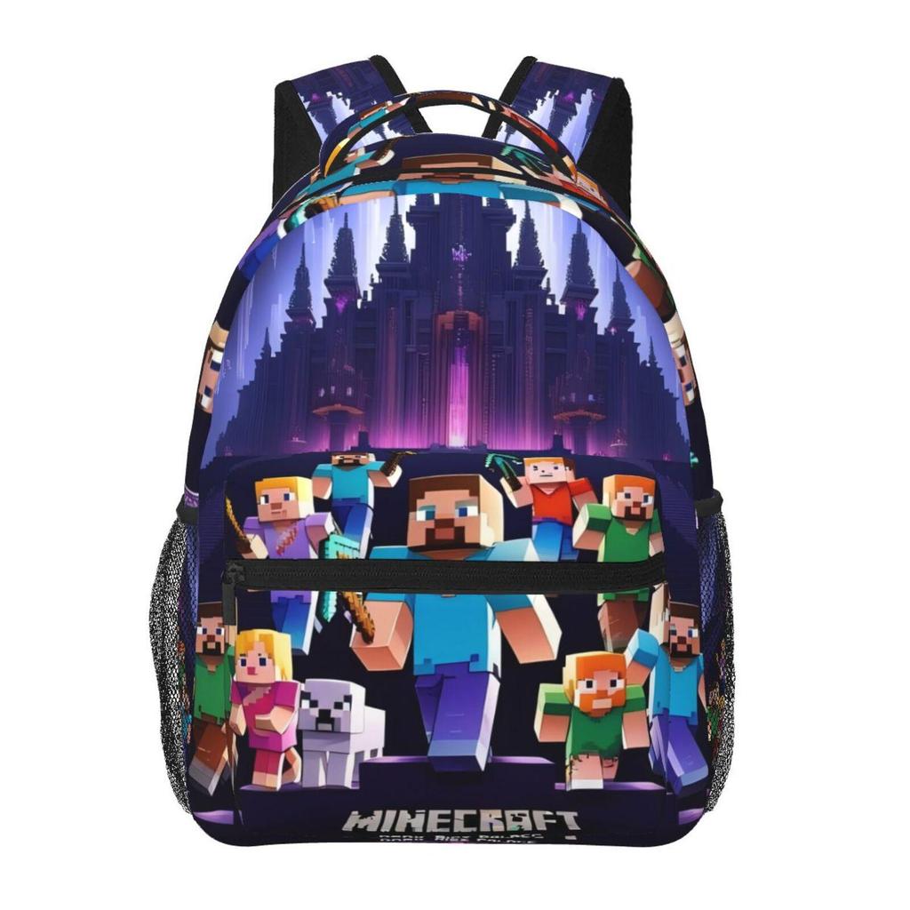 Popular Minecraft Print Lightweight Backpack: Durable, Breathable, Large Capacity, Casual Double Shoulder Bag.