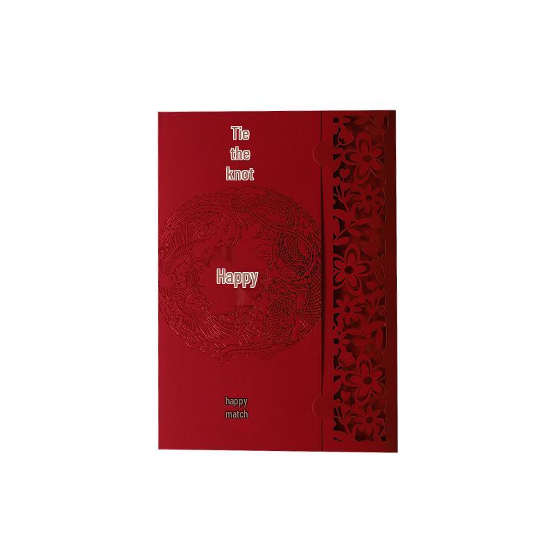 

Personalized 2025 Wedding Invitation Card: Custom Engraved Dragon & Phoenix Cutout Design