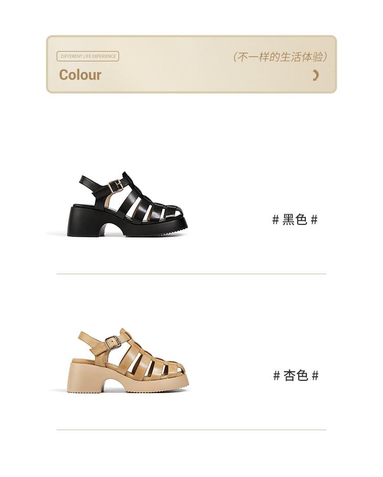 Deconstructing Aesthetics: Women's Sandals Summer Genuine Leather Weaving Baotou Back Hollow Thick Bottom Pig Cage Shoes Roman Half Sandals for Women