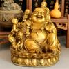 Five-Character , Laughing Statue, Maitreya , Brass Buddha Ornament for Good Fortune