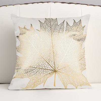 Kissenbezug im klassischen Stil mit bronziertem Blattdruck, quadratische Form, für Schlafzimmer, Wohnzimmer, Sofa, Dekoration, Kissenbezug, Kissenbezug