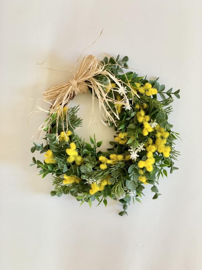 Mimosa Spring Wreath Artificial Flower Natural Wreath W25cm X H25cm X 7cm Mimosa Spring Wreath Lulu's Size Lulu's-2096