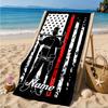 Custom Name Firefighter's Courage Beach Towel Microfiber Beach Towel, Lightweight and Quick-Dry, for Summer Travel, Swimming Pool Gift