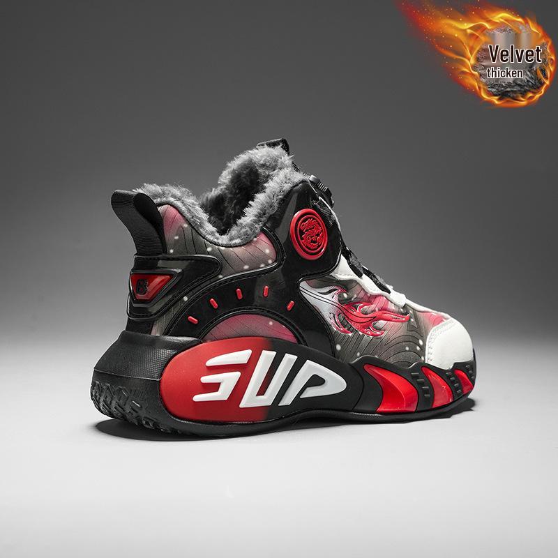 Boys' Shock-Absorbing Leather Basketball Shoes | Non-Slip, Lightweight Sports Sneakers for Big Kids, Fall/Winter 2025