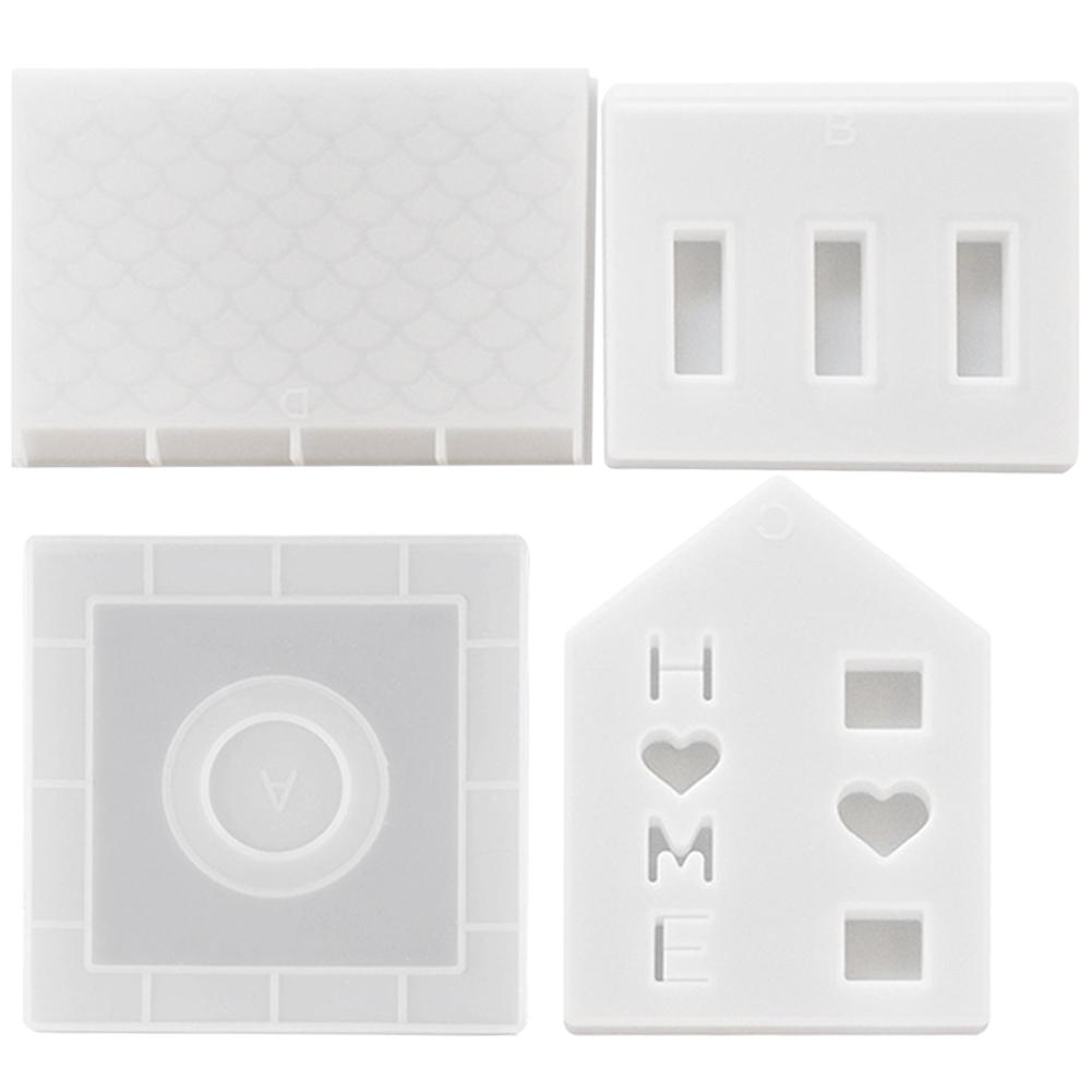 

4 шт. формы для подсвечников в виде домика, передняя/боковая/крыша/основание, силиконовая форма для подсвечника в форме домика, украшения стола