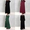 Elegant Plus Size Women Cotton Long Sleeve Vintage Kaftan Casual Maxi Dress