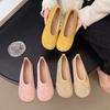 Fashion 2025 Autumn New Casual Flat Women's Shoes Scrub Leather Slip-on Slip-on Feet Soft Sole Versatile Maternity Single Shoes