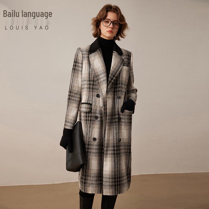 

Women s Retro Loose Plaid Winter Coat L
