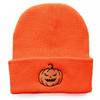 New autumn and winter Halloween pumpkin little devil embroidered knitted hat for men and women, warm beanie hat for students