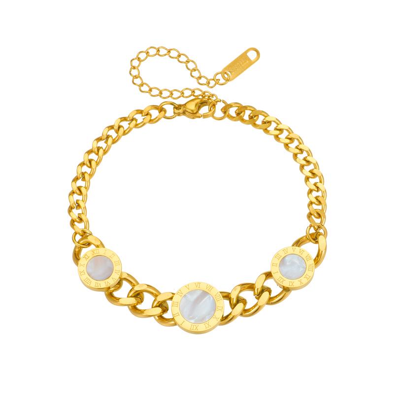 Stainless Steel Roman Numeral Bracelet - Double-Sided Design with High-End Feel