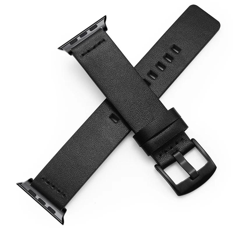 Simple Genuine Leather Straps for Apple Watch Series 9 8 7 6 SE 5 4 3 Bracelet 38/40/41mm 42/44/45mm Watchbands for Iwatch Strap