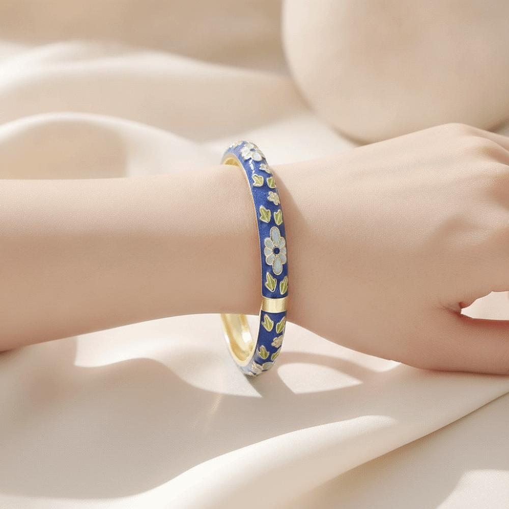 Ethnische Blumenmotive Emaille-Armband Zink Zinklegierung Material Cloisonné-Armband Traditioneller Stil