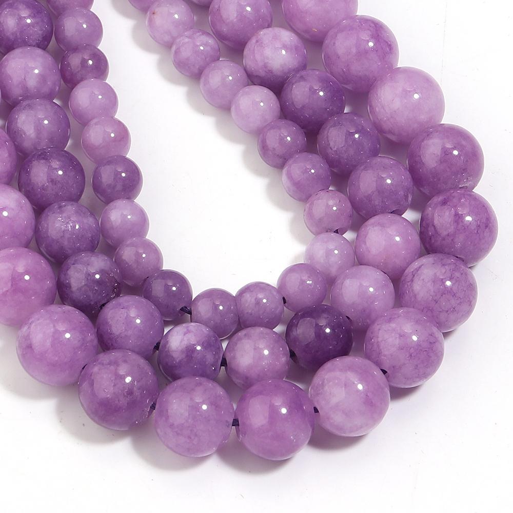 6 8 10mm Natural Stone Chalcedony Beads Light Purple Round Loose Spacer Beads For Jewelry Making DIY Necklace Bracelets Findings