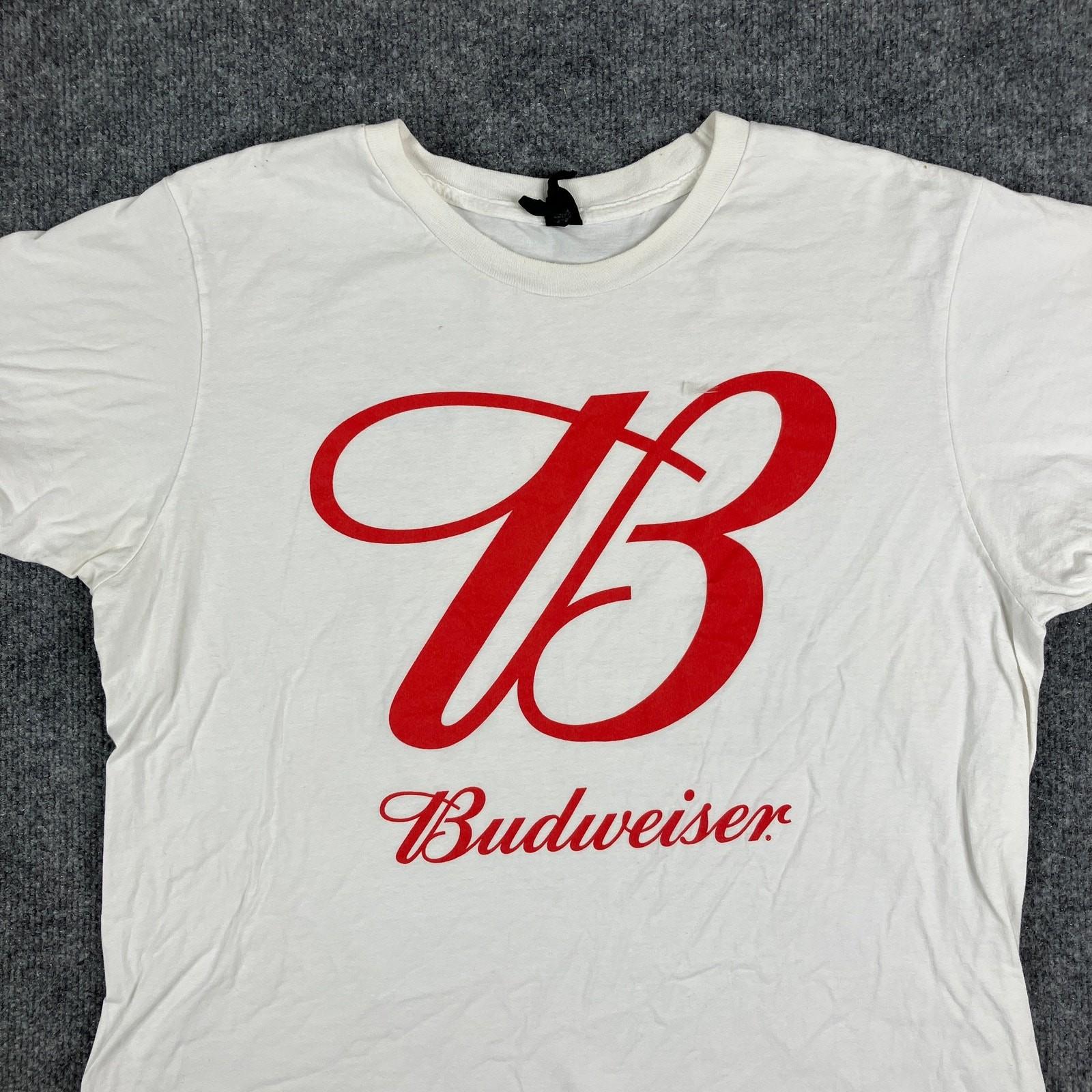 Hanes Budweiser T-Shirt Womens L White Red Graphic Vintage Beer Promo XXXXL