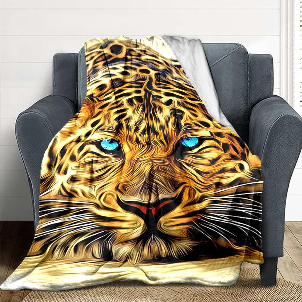 1pc Tiger Print Blanket Lightweight Blanket Throw Blanket For Sofa, Bed, Travel, Camping, Livingroom, Office, Couch, Chair Yy251010074