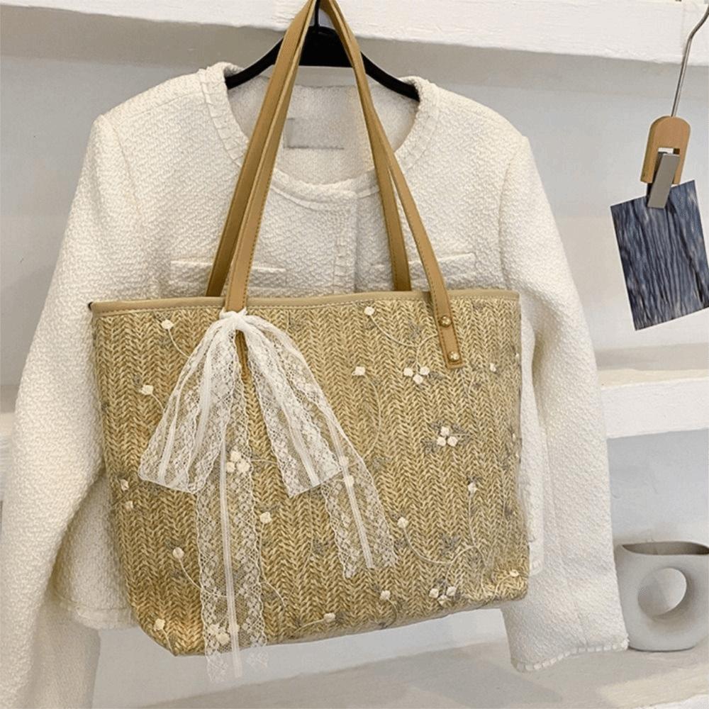 Large Capacity Beach Bag Handmade Tote Bag Single Shoulder Handbag  Shopping