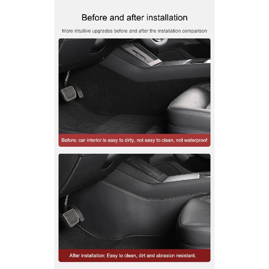 For Tesla Model 3 Highland Central Control Side Defense Kick Pad Nappa Leather Model Y 2023 Right Rudder Protective Foot Pad
