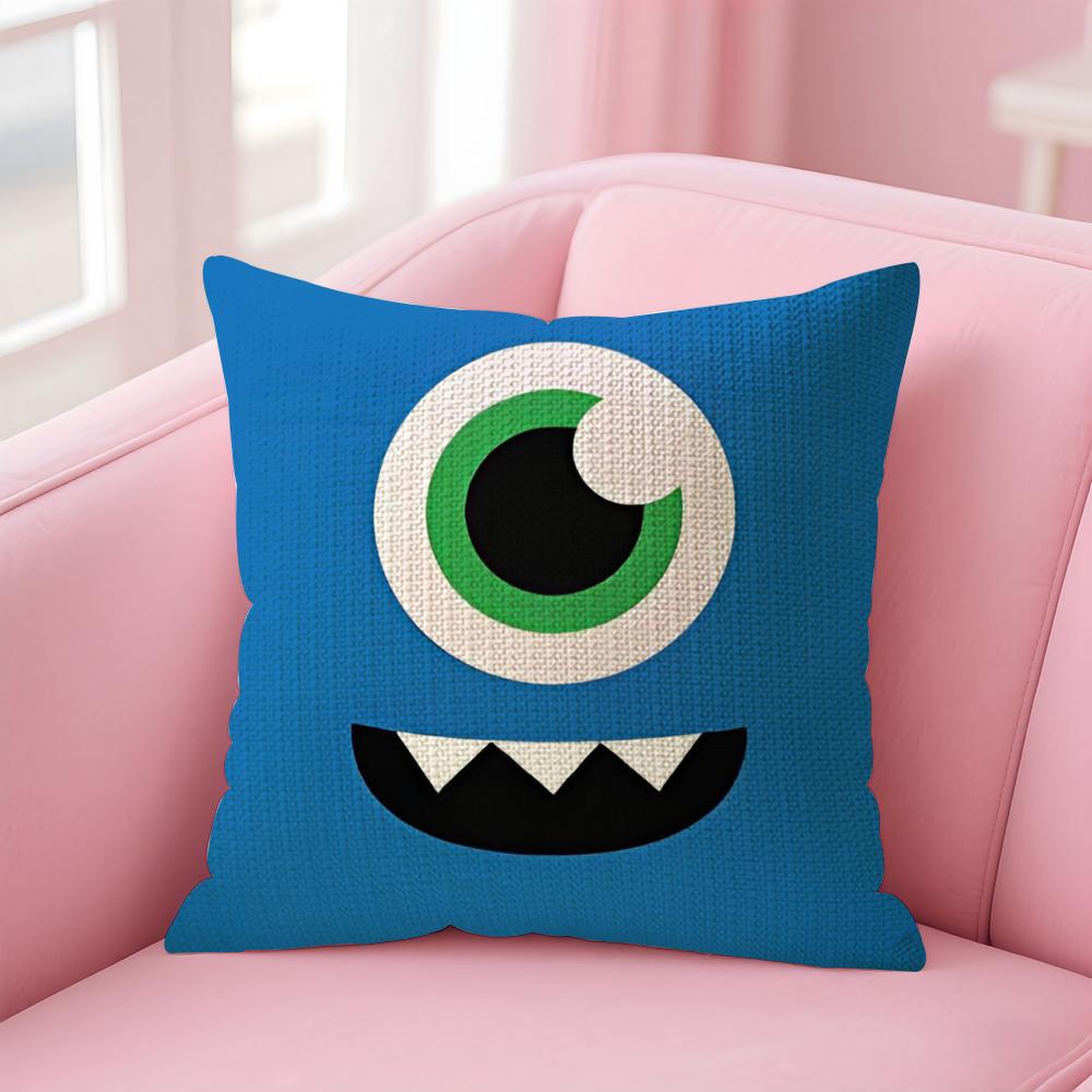 Cartoon Monster'S Eyes Cushion Cover Natural Linen Pillow Case Double-Sided Print Decorative Sofa Pillowcase Home Decor Gift