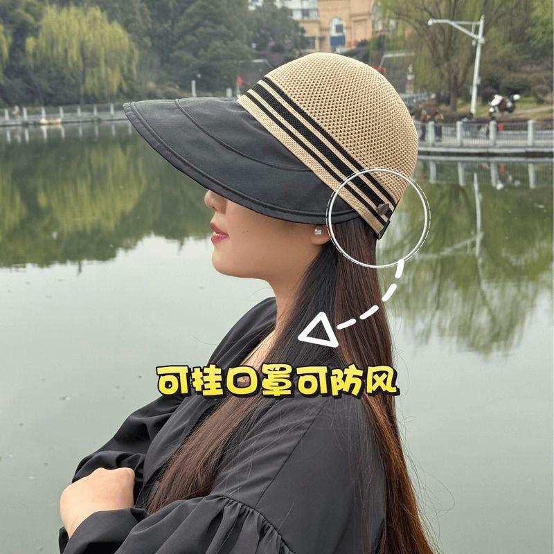 

Summer 2025 New Arrival Cut Out Breathable Peaked Cap Women s Big Brim Bucket Hat Outdoor Sun-Covering and Face-Looking Small Khaki
