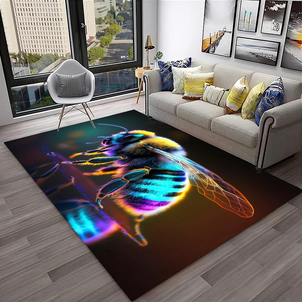 Cute Bee HoneyBee Insect Cartoon 3D Carpet Rug for Home Living Room Bedroom Sofa Doormat Decor,kids Area Rug Non-slip Floor Mat