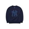 New MLB Old Flower Sweatshirts Unisex Navy Blue 3AMTM0121-50NYS