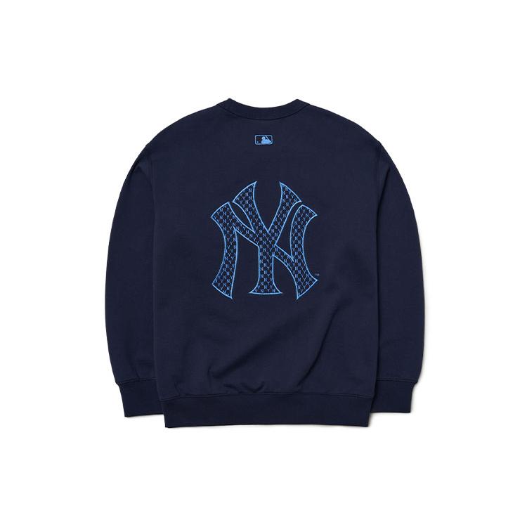 New MLB Old Flower Sweatshirts Unisex Navy Blue 3AMTM0121-50NYS