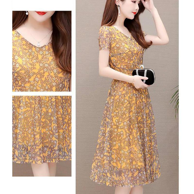 Rochie Florală Femei Vară Rochii A-line Voal lung cu decolteu în V