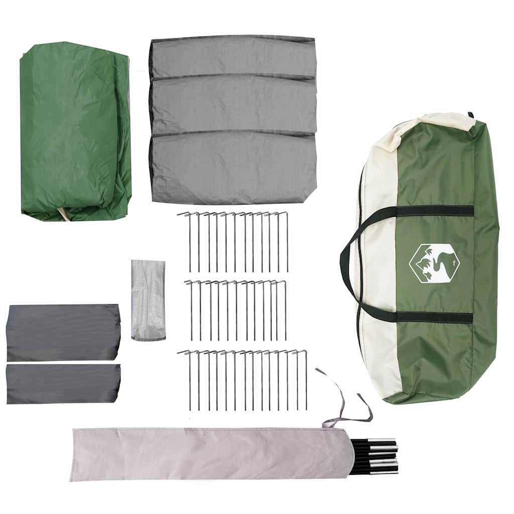 Family Tent for 12 Persons Green and White 760 x 645 x 230 cm