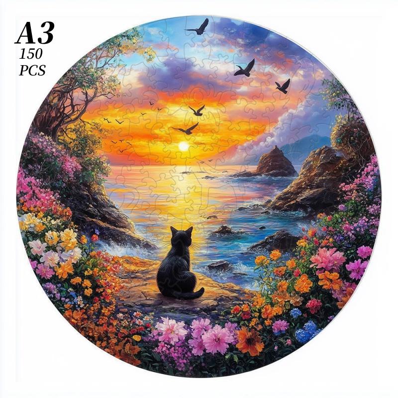 Spring Cat - Wooden Puzzle Ideal For Advanced Players - Creativity Multiple Special Shapes Creativity Gifts Ideal For Boys and Girls