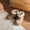 Korean-style girls' plush bow short boots, new autumn and winter children's shoes, girls' princess cotton shoes, baby shoes