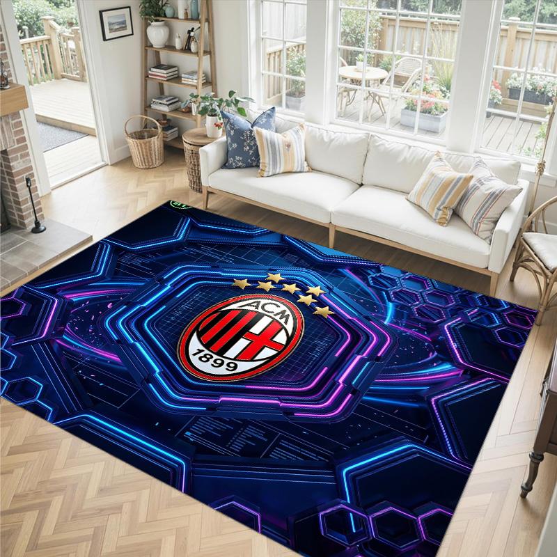 AC Mailand Design Kristall Samt Teppich Gemütlich Kein?Rutschfester Teppich mit Aufdruck für Schlafzimmer Wohnzimmer Eingang