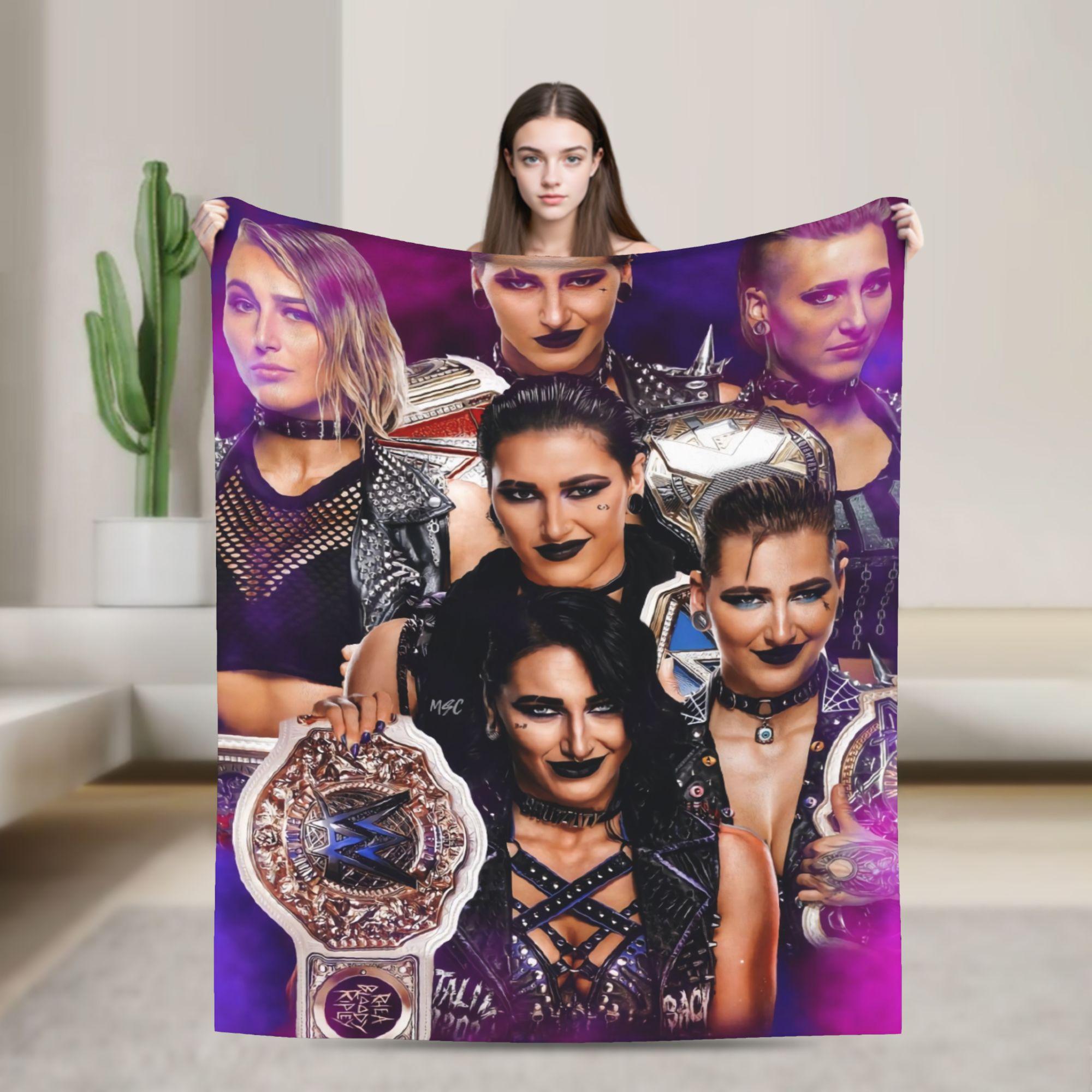 

Rhea Ripley Wrestlers Plush Blanket Child Flannel Bedding Throws For Bedroom Super Soft Customized Quality Bedspread Gift Idea 50x60in