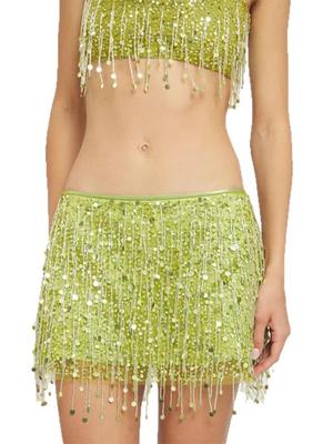 Sexy Fransen Pailletten Crop Top und Rock Set - Damen Sommer 2025 Kollektion