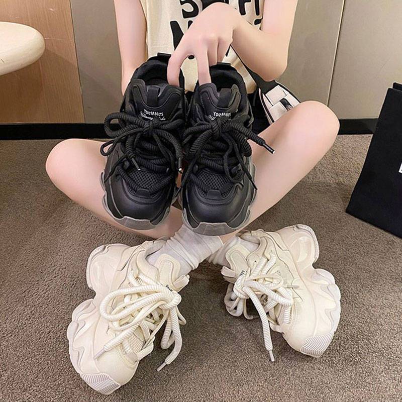 Popular Dad Shoes Are Heightened, New High-heeled and Versatile, Small People Show Height, Thick-soled Muffin Sneakers, Women's One 2025