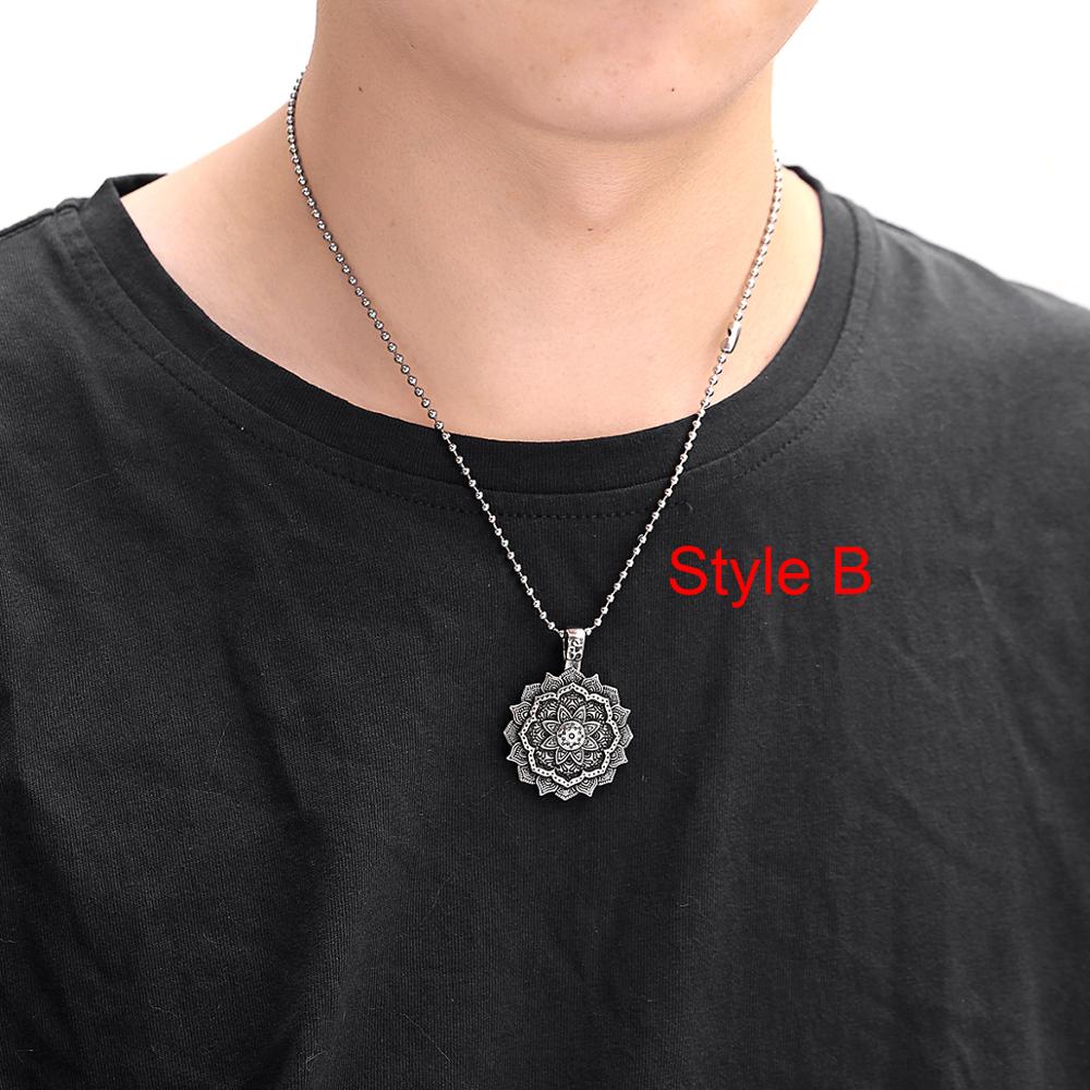 Ready to Ship Stainless Steel Buddhism OM Symbol India Mandala Flower Pendant