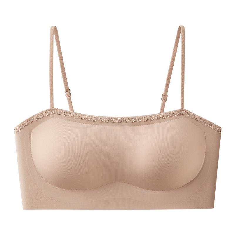 One-piece fixed cup, liquid foundation tube top, anti-light gathering, comfortable and breathable, cool feeling, thin shoulders, beautiful back