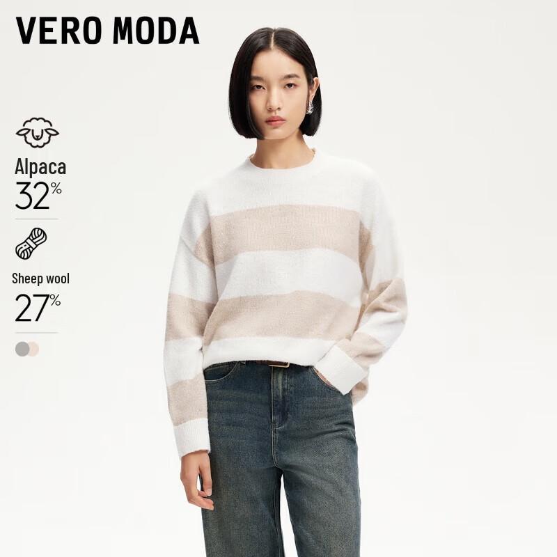 VEROMODA 2025 Spring Round Neck Color Block Stripe Knitted Sweater