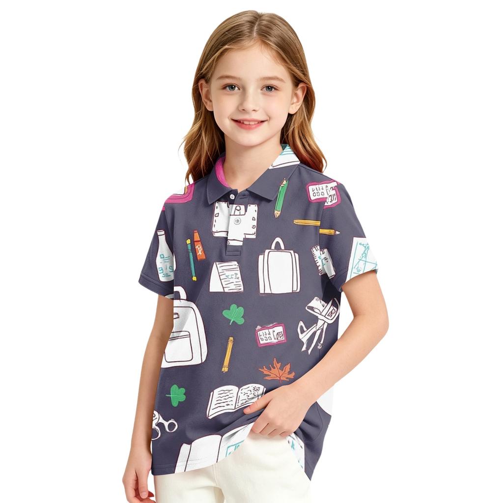 Girls' School Uniform Printed T-Shirt for Back To School Casual Wear