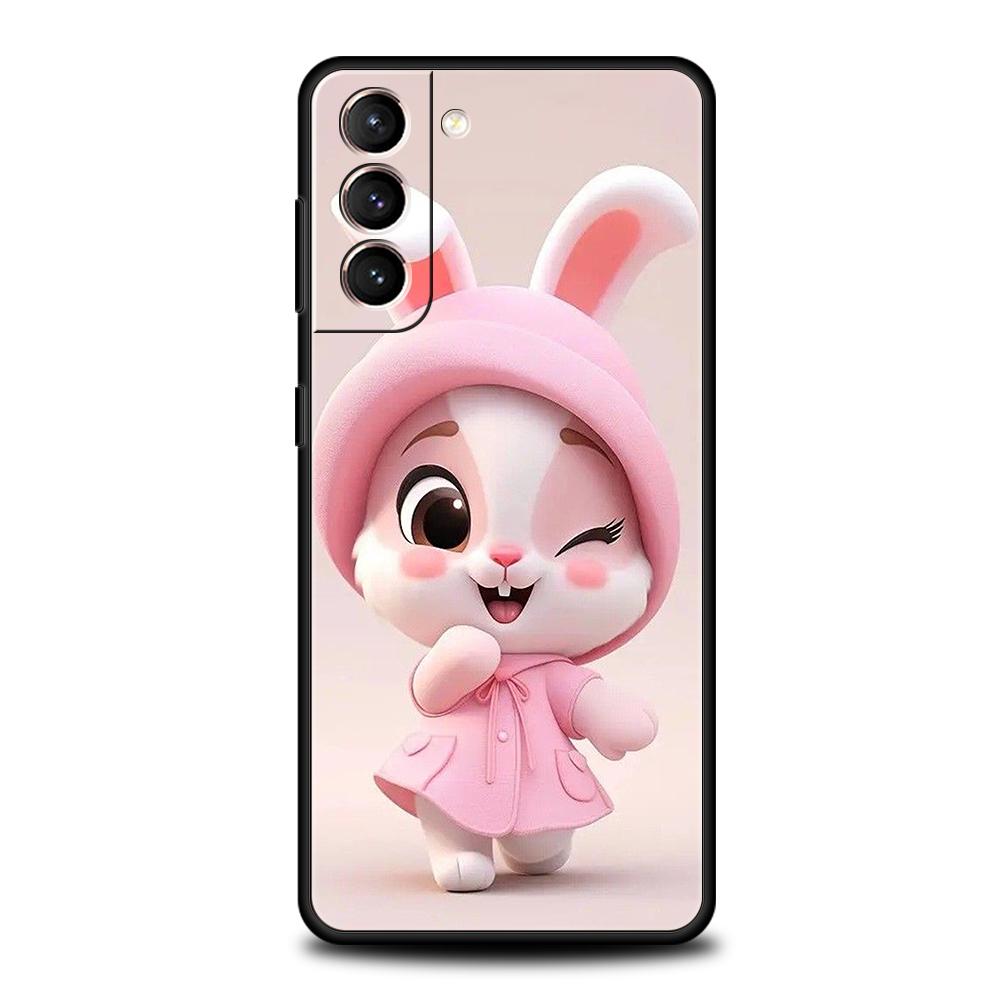 A Cute Rabbit With A Purple Hat Case for Samsung Galaxy S24 S23 S22 S20 S21 FE Ultra S24 S23 S10 S10E S9 S8 Plus 5G Phone Cover
