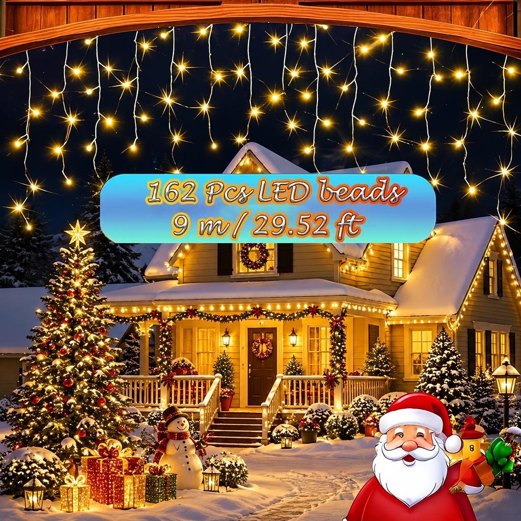 Solar-Powered Smart Ice-Shaped Lights,Christmas Light Strings, Smart Switch, 8 Flashing Modes, Outdoor Hanging Decorative Lights